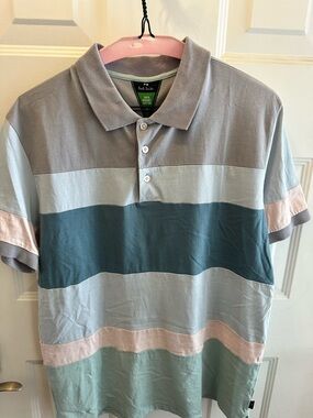 Paul Smith Men’s Stripe Polo - Gray, Blue, Pink
